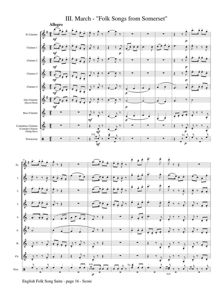 Vaughn Williams (arr. Matt Johnston) - English Folk Song Suite for Clarinet Choir