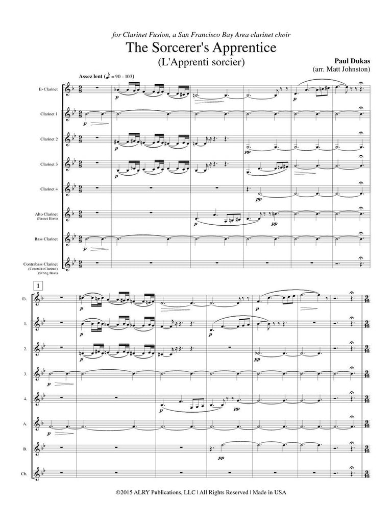 Dukas (arr. Matt Johnston) - The Sorcerer's Apprentice for Clarinet Choir