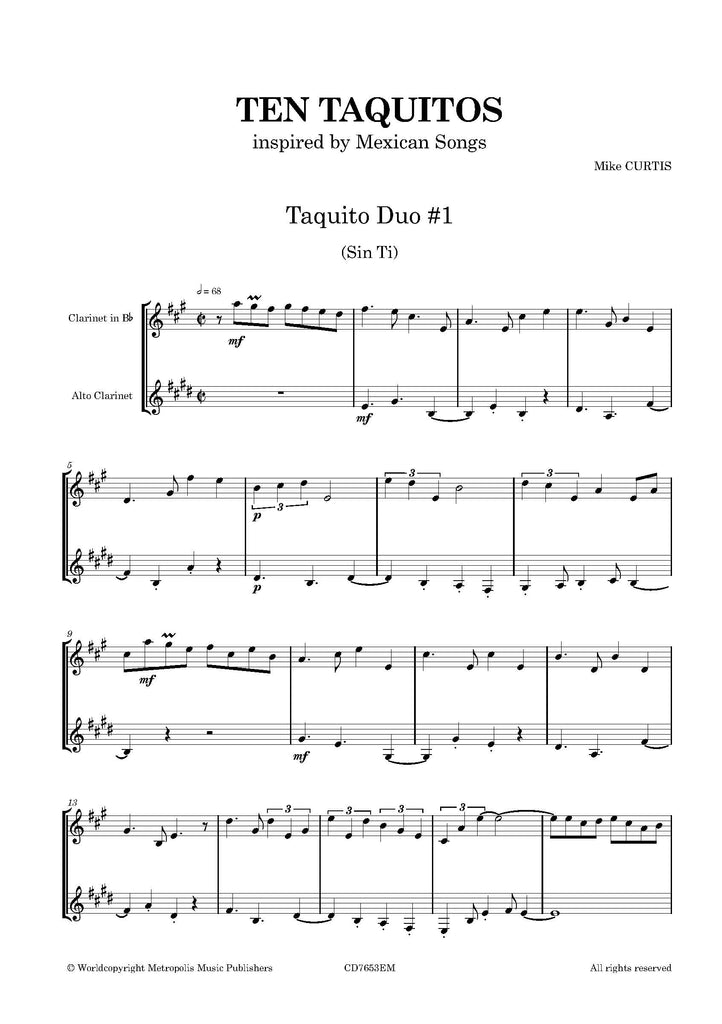 Curtis - 10 Taquitos for Clarinet and Alto Clarinet