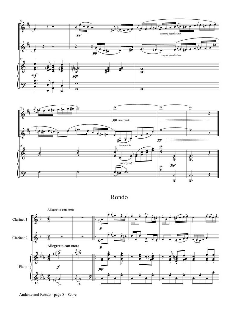 Doppler (Arr. Matt Johnston) - Andante and Rondo, Op. 25 for Two Clarinets and Piano