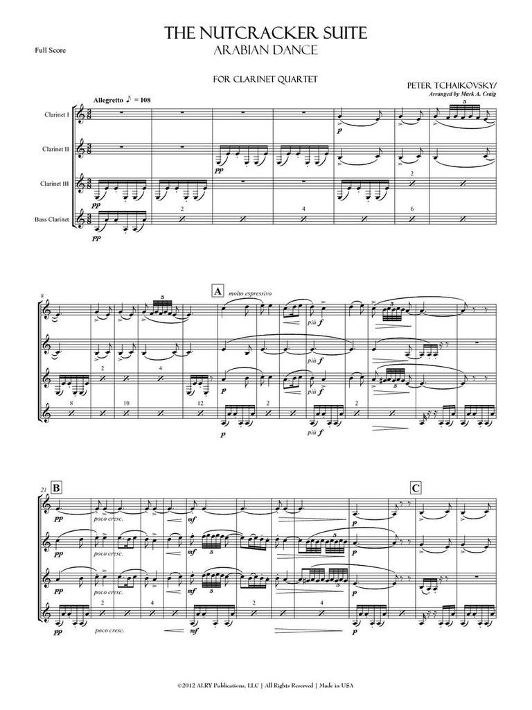 Tchaikovsky (arr. Mark A. Craig) - The Nutcracker Suite for Clarinet Quartet