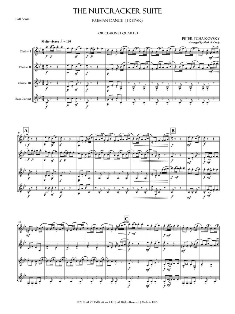 Tchaikovsky (arr. Mark A. Craig) - The Nutcracker Suite for Clarinet Quartet