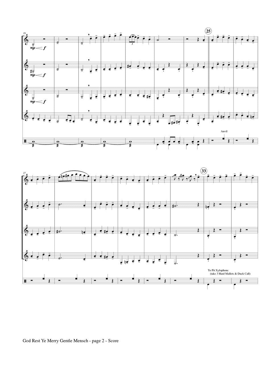 Pickett (arr. Matt Johnston) - God Rest Ye Merry Gentle Mensch for Clarinet Quartet and Drumset