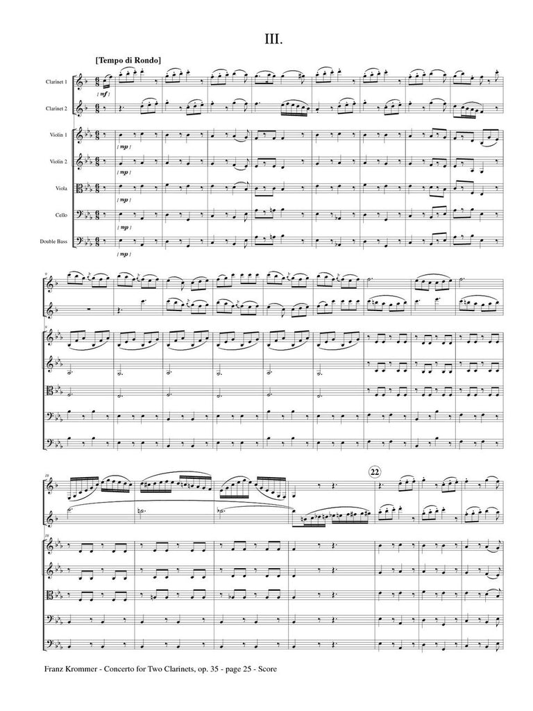 Krommer - (arr. Kerstetter) Concerto for Two Clarinets and Strings, op. 35