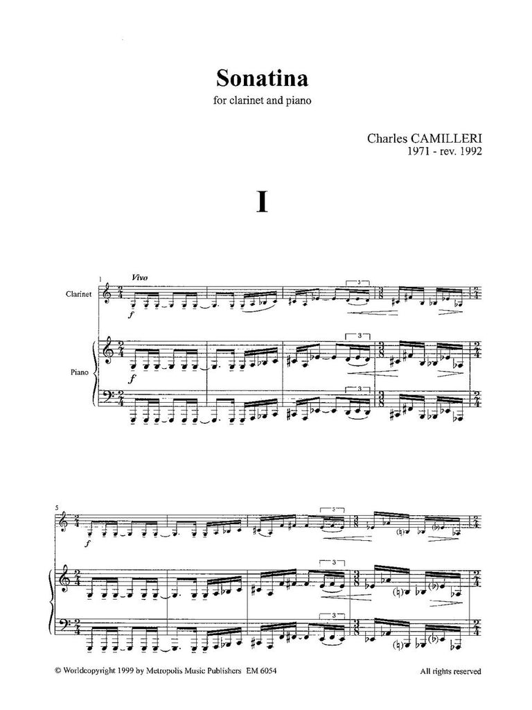 Camilleri - Sonatina for Clarinet and Piano